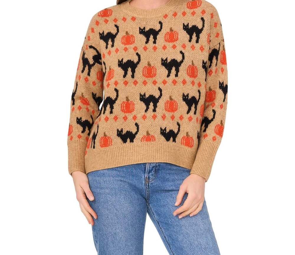 NWT Vince Camuto Halloween Pumpkin Cat Sweater XL